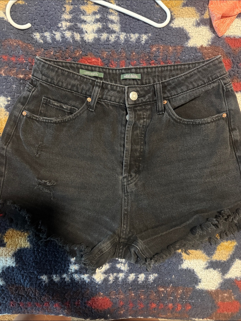 wild fable Black Frayed High-Rise Denim Shorts